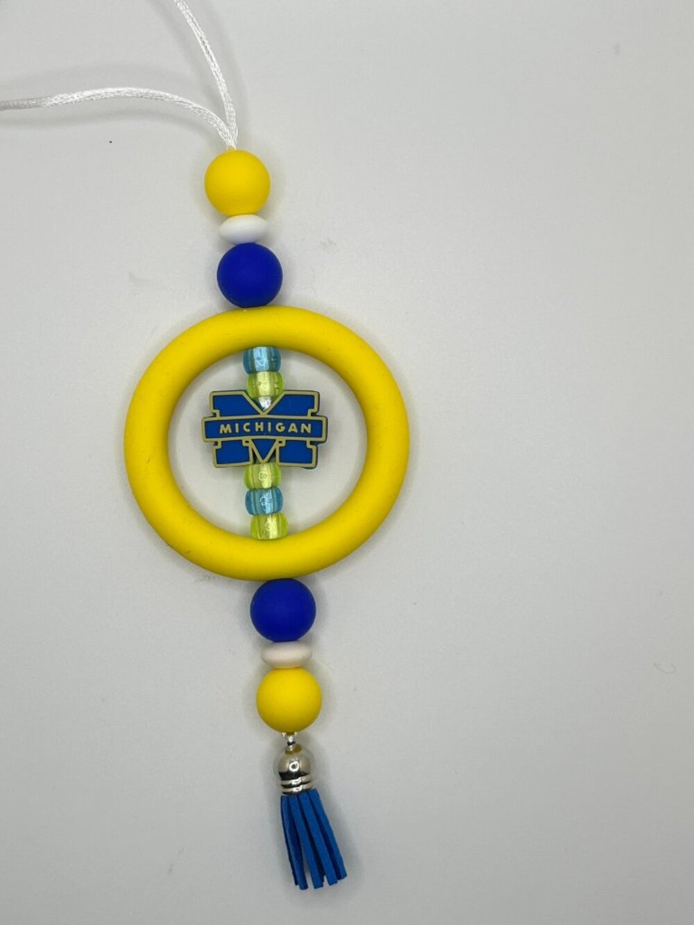 University of Michigan silicone beaded Car Charm - rearview mirror - Ornament
